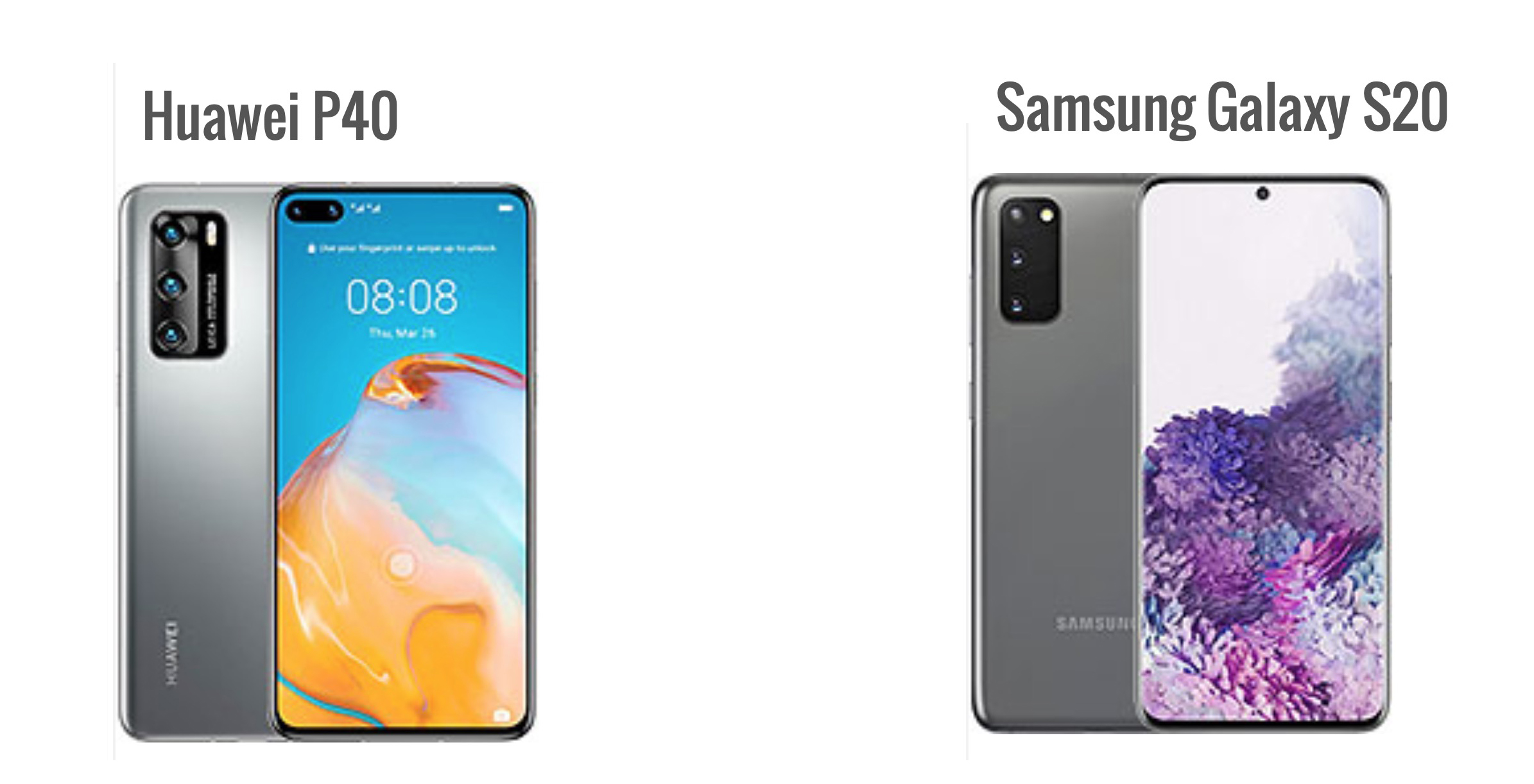 أيهما أفضل Huawei P40 أم Samsung S20