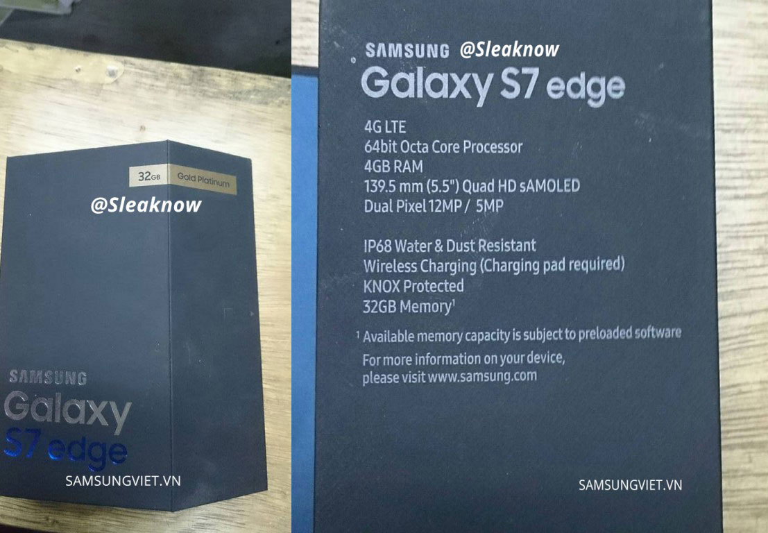 ظهور أول صوره لعلبة  Samsung Galaxy S7 edge وظهور بعض المواصفات